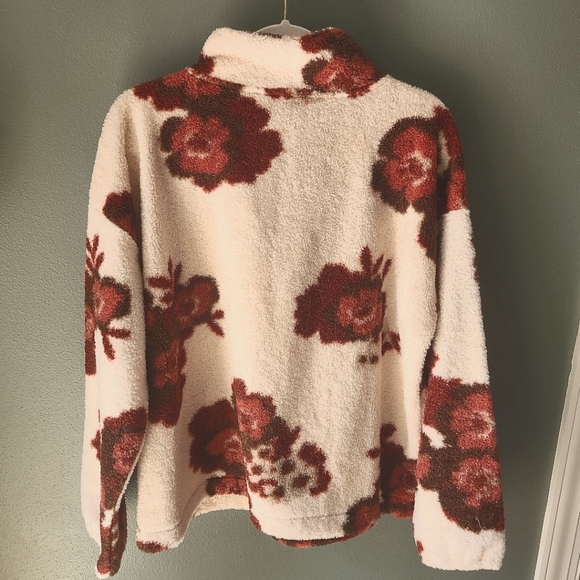 NWT Loft Floral Sherpa Zip Sweatshirt, Size XL - Picture 5 of 5